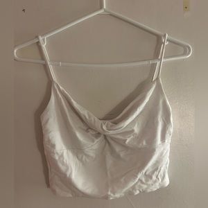 Aritzia stretchy white knot cropped tank top